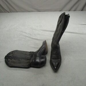 J Chisholm Mens 6.5D Boots Blk Leather Cowboy Western Pointed Toe Riding VTG USA